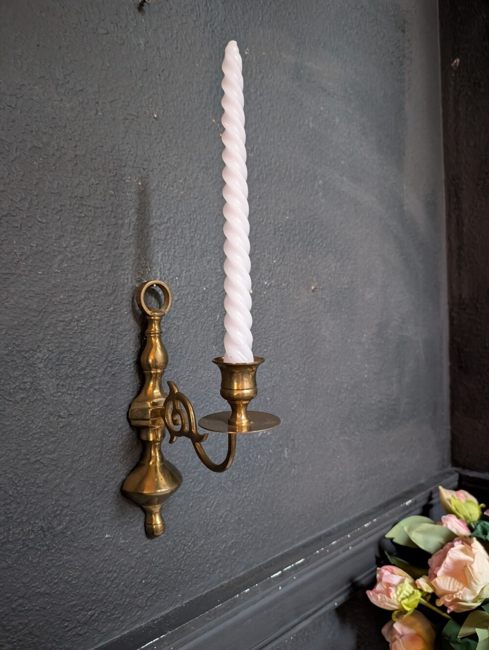 Vintage MCM Classic Brass Gold wall candle holders Sconce 9.25" x 2.25"